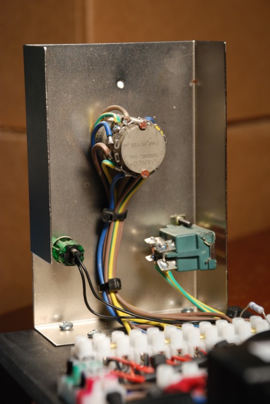 Rear view of the control panel and switch wiring.