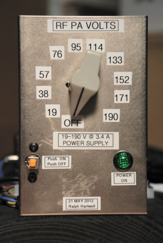 Front view of the control panel.